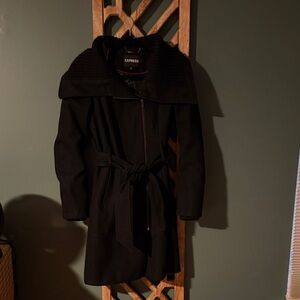 Express Women's Elegant Black Trench Coat